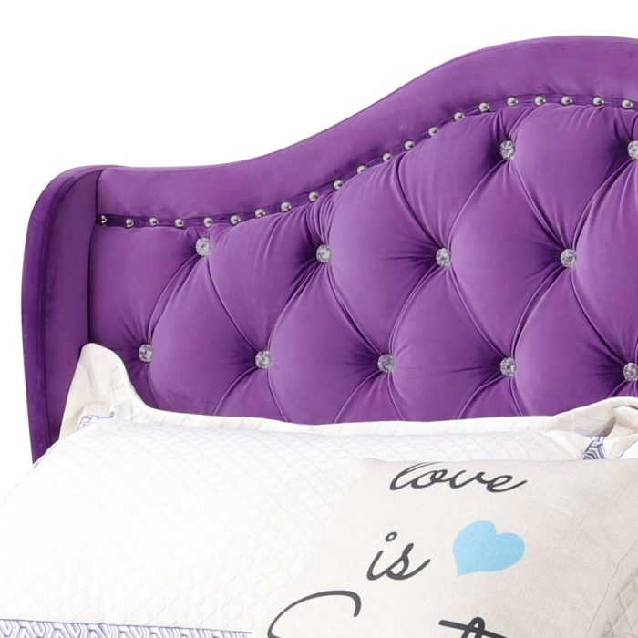 Upholstered Velvet Bed Transitional - Image 14
