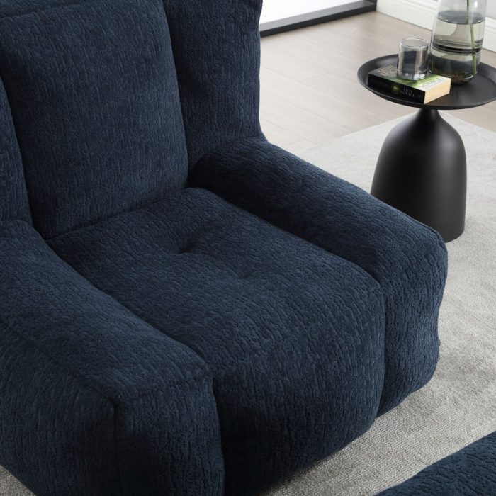 Modern Indoor Fluffy Bean Bag Chair With Memory Foam And Ottoman, Super Soft - Image 19