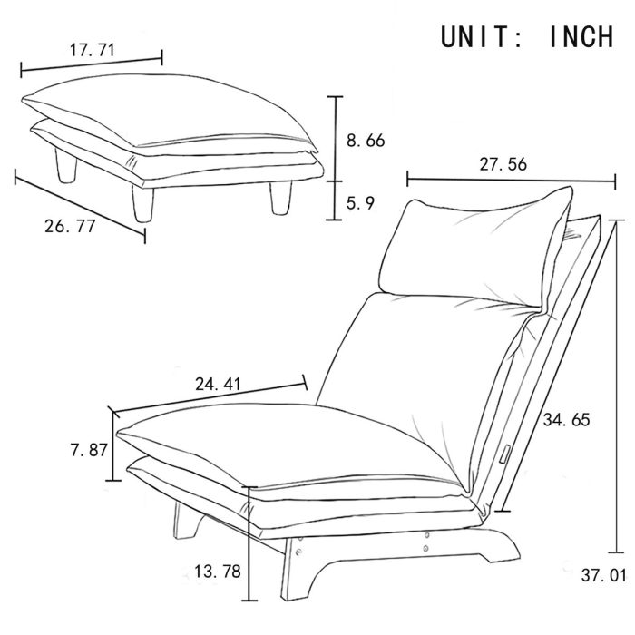 Single Lazy Sofa Chair Leisure Foldable Reclining Chair - Image 5