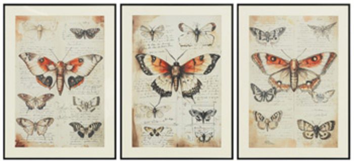 Jossletts - Orange / Black / Ivory - Wall Art Set (Set of 3)