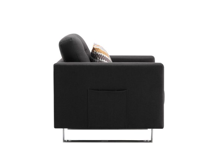 Victoria - Linen Fabric Armchair With Metal Legs, Side Pockets, And Pillow - Image 12