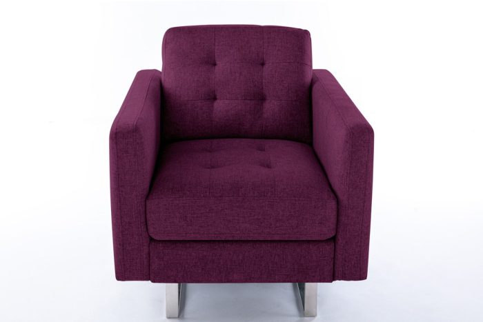 Victoria - Linen Fabric Armchair With Metal Legs, Side Pockets, And Pillow - Image 4