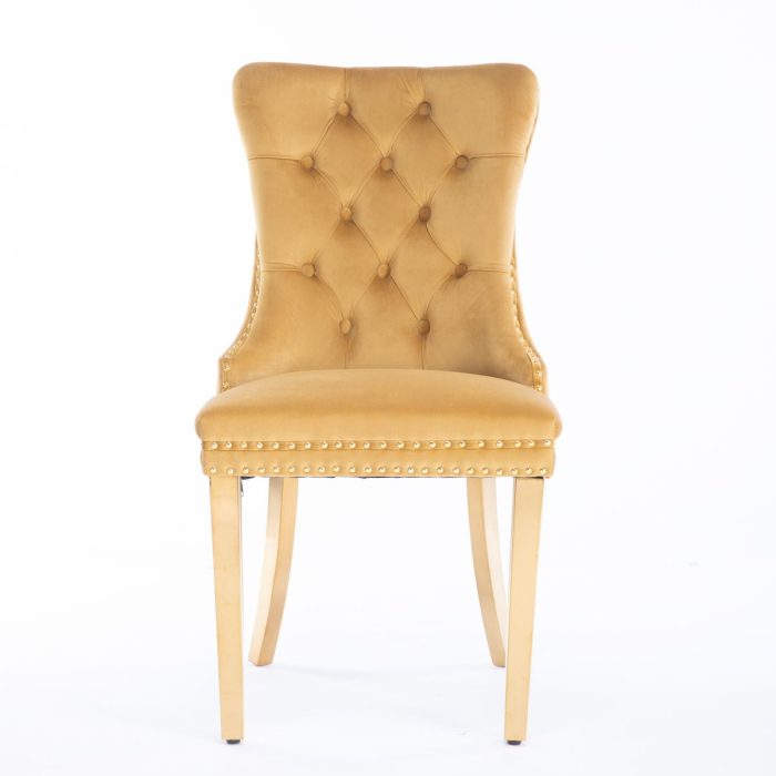 Nikki - Modern, High-End Tufted Solid Wood Contemporary Velvet Upholstered Dining Chair With Golden Stainless Steel Plating Legs, Nailhead Trim (Set of 2) - Image 19