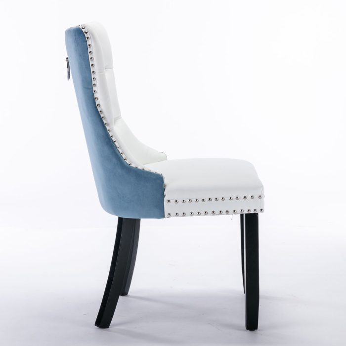 Nikki - Modern, High-End Tufted Solid Wood Contemporary PU And Velvet Upholstered Dining Chair With Wood Legs Nailhead Trim (Set of 2) - Image 10