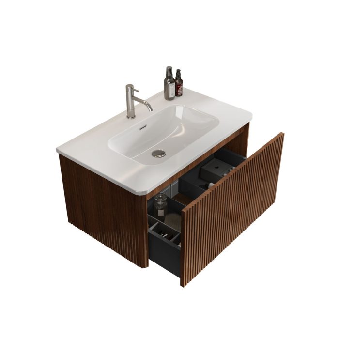 Etna - Striped Bathroom Vanity With Ceramic Sink, Wall Mounted Floating Bathroom Vanity For Modern Bathroom - Image 12