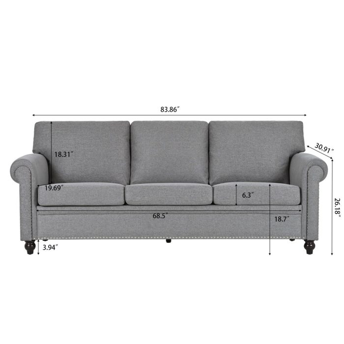 3 Seater Sofa - Gray - Image 4