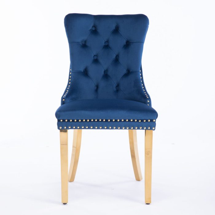 Nikki - Modern, High-End Tufted Solid Wood Contemporary Velvet Upholstered Dining Chair With Golden Stainless Steel Plating Legs, Nailhead Trim (Set of 2) - Image 22