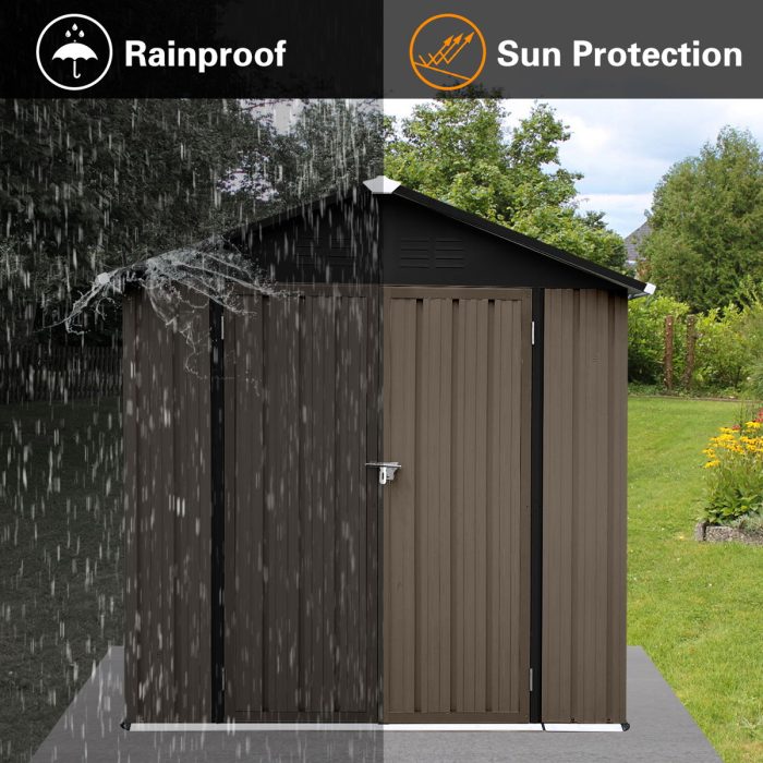 4FtX6Ft Out Storage Sheds Apex Roof - Brown / Black - Image 4