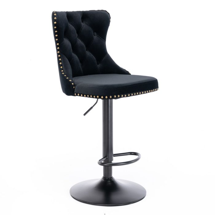 Swivel Velvet Barstools Adjusatble Seat Height, Modern Upholstered Bar Stools With Backs Comfortable Tufted For Home Pub And Kitchen Island (Set of 2) - Image 8