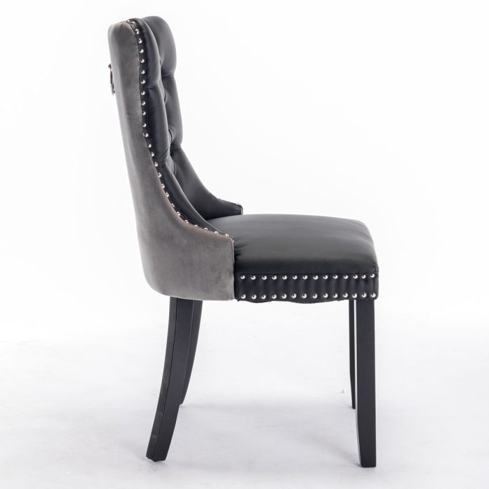 Nikki - Modern, High-End Tufted Solid Wood Contemporary PU And Velvet Upholstered Dining Chair With Wood Legs Nailhead Trim (Set of 2) - Image 11
