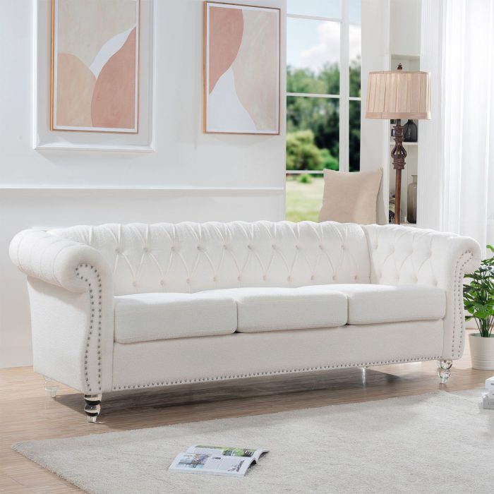 Rolled Arm Chesterfield 3 Seater Sofa - Image 8