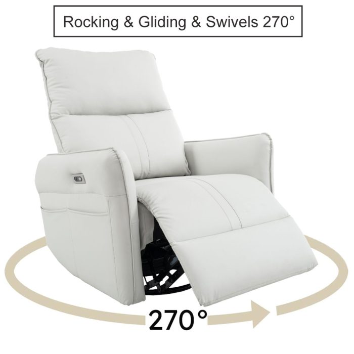 29.92" 270 Power Swivel Rocker Recliner Chair, Electric Glider Reclining Sofa With USB Ports, Power Swivel Glider, Rocking Chair Nursery Recliners For Living Room Bedroom - Image 7