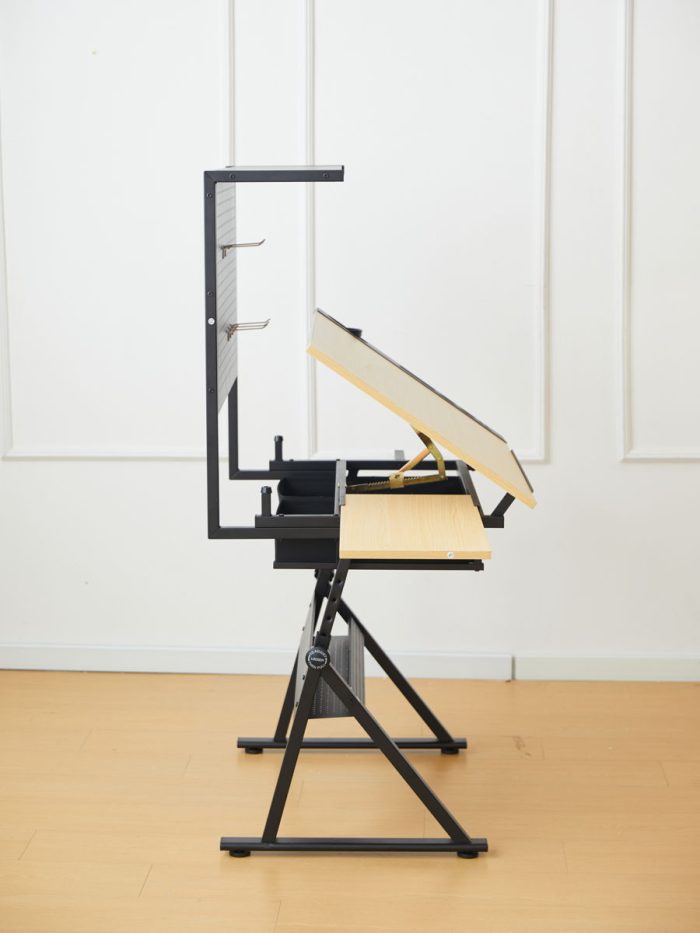 Drafting Table With Metal Perforated Board Pannel - Black / Brown - Image 3