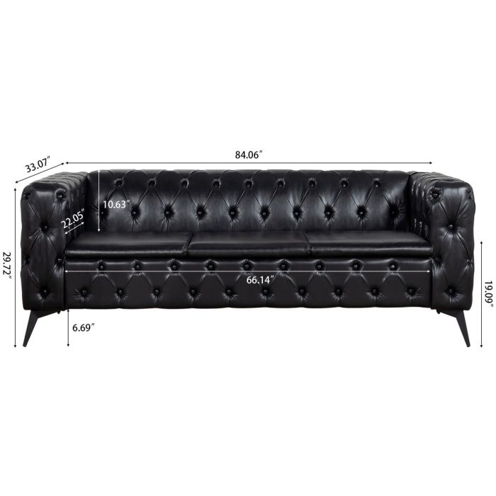 Square Arm Removable Cushion 3 Seater Sofa - Image 2