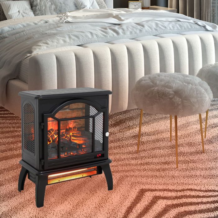 3D Flame Electric Infrared Quartz Fireplace Stove With Remote Control - Image 2