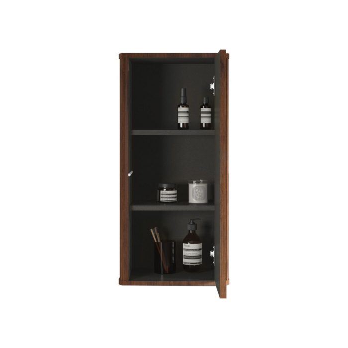 Striped Walnut Bathroom Floating Side Cabinet, Wall-Mounted Storage Cabinet For Small Spaces - Walnut - Image 2