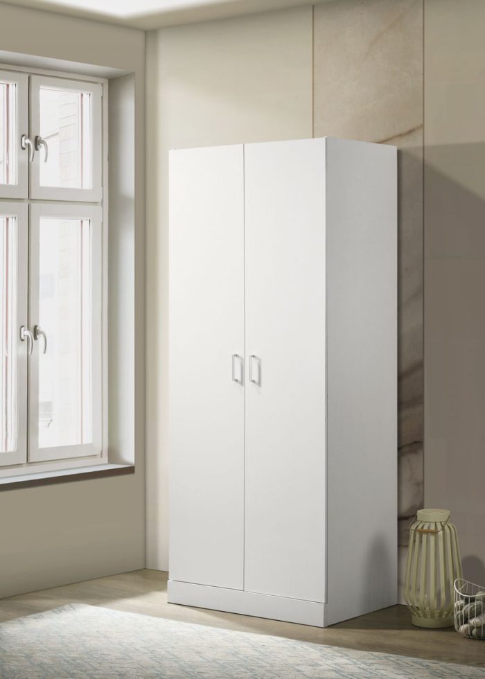 Michael - Double Door Wardrobe Cabinet Armoire With Shelf And Hanging Rod - White - Image 2