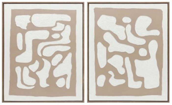Waldett - Beige / White - Wall Art Set (Set of 2)