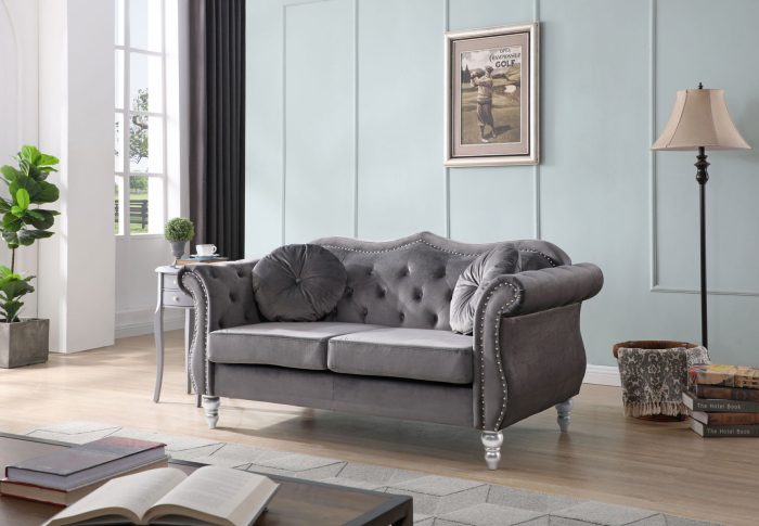 Stylish Flared Arm Loveseat - Image 6