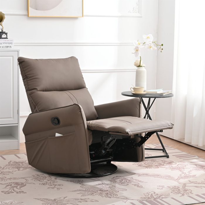 360° Modern Small Rocking Swivel Recliner Chair With Side Pocket - Image 13