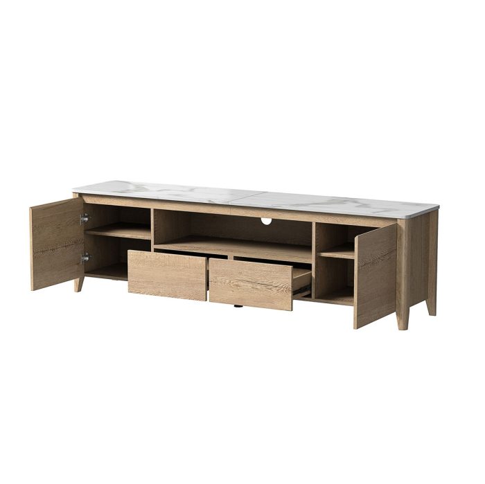Modern TV Stand With LED Lights Entertainment Center TV Cabinet With Storage For Up To 75" For Gaming Living Room Bedroom - Image 4