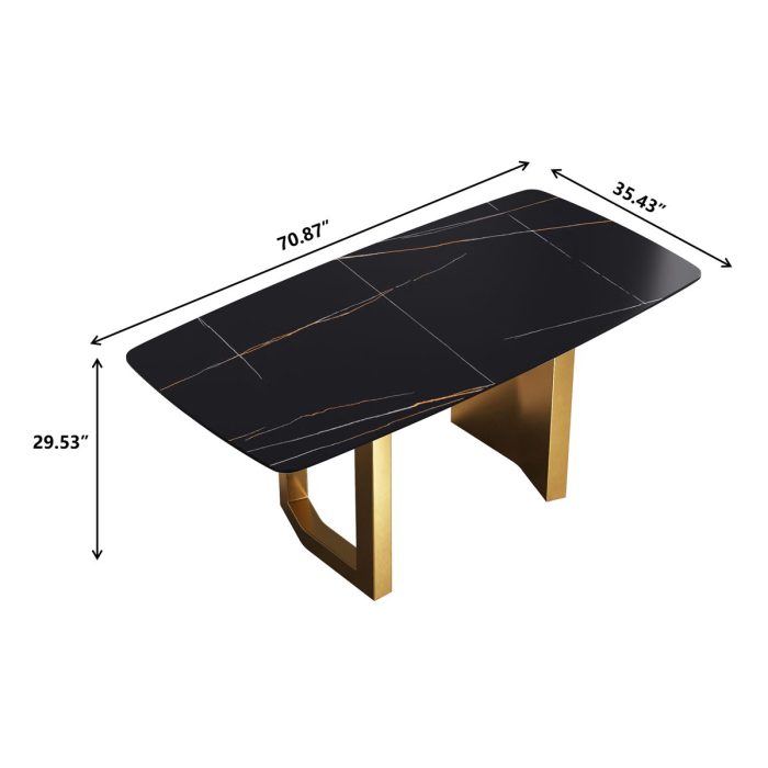 Modern Artificial Stone Dining Table, Can Accommodate 6-8 People - Black - Image 4