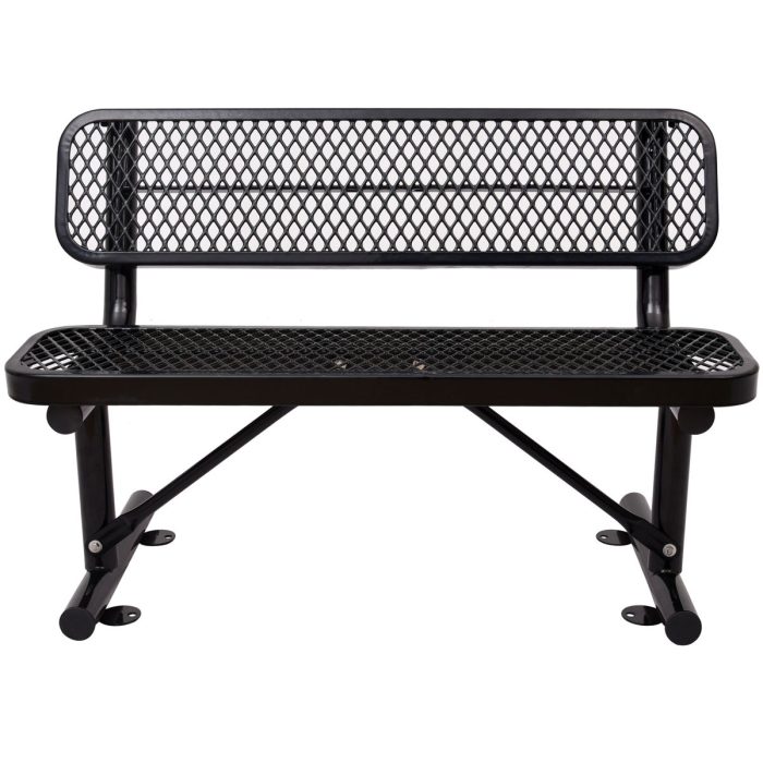 6' Outdoor Steel Bench With Backrest - Image 4