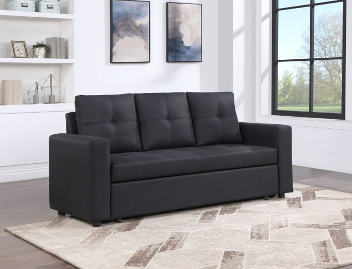 Aiden - Linen Fabric Sleeper Sofa With Tufting - Image 2