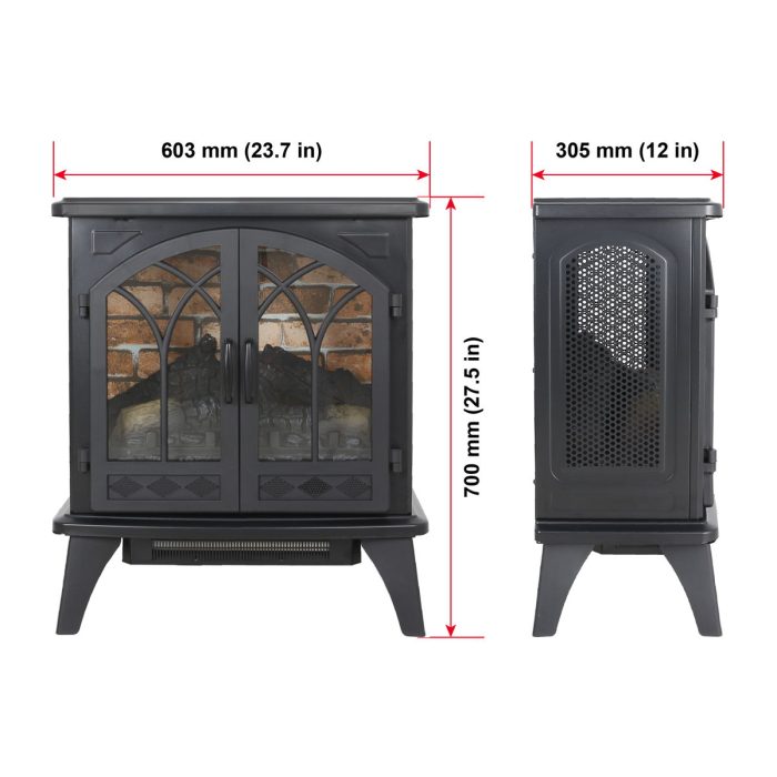 3D Flame Electric Infrared Quartz Fireplace Stove With Remote Control - Antique Black - Image 2