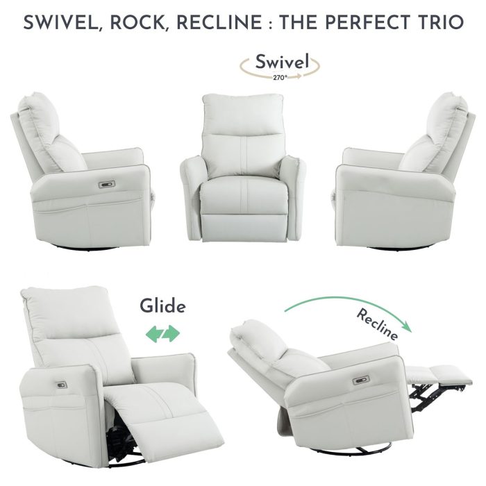 29.92" 270 Power Swivel Rocker Recliner Chair, Electric Glider Reclining Sofa With USB Ports, Power Swivel Glider, Rocking Chair Nursery Recliners For Living Room Bedroom - Image 2