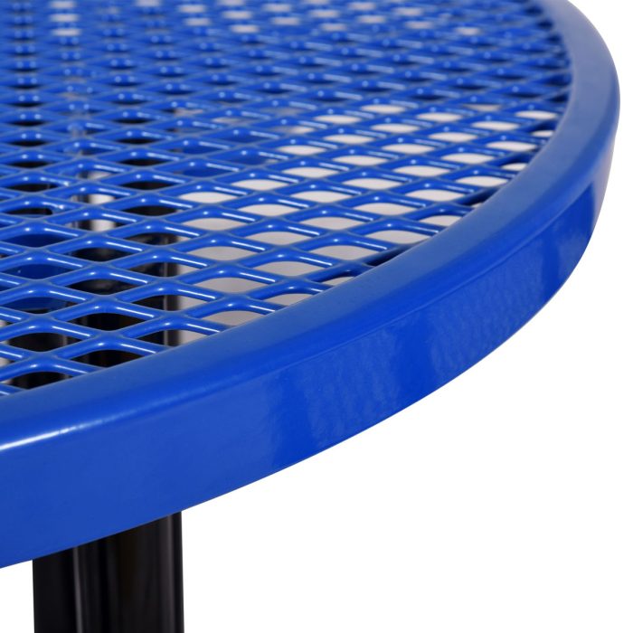 Round Outdoor Steel Picnic Table With Umbrella Pole - Image 5