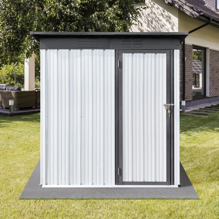 5FtX4Ft Garden Sheds Outdoor Storage Sheds - White / Gray - Image 4