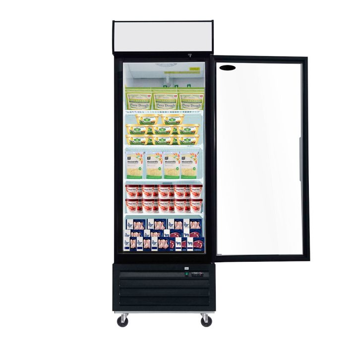 Glass Door Merchandiser Freezer Swing Door Commercial Reach-In Display Freezers With LED Top Panel Upright Freeze Storage - Image 2