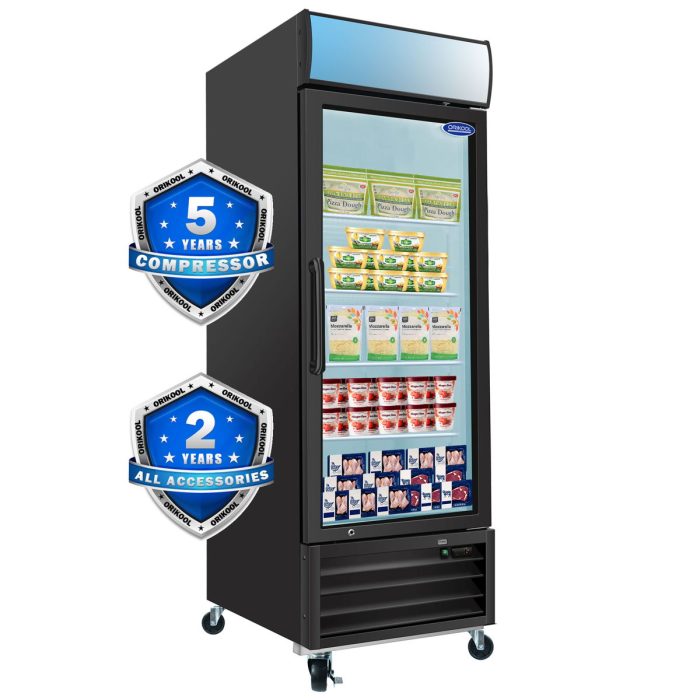 Glass Door Merchandiser Freezer Swing Door Commercial Reach-In Display Freezers With LED Top Panel Upright Freeze Storage - Image 4