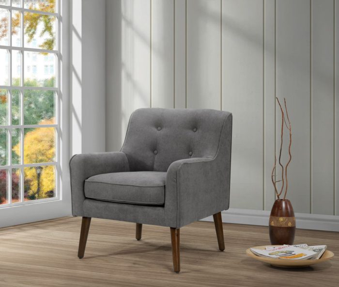 Ryder - Mid Century Modern Woven Fabric Tufted Armchair - Image 6