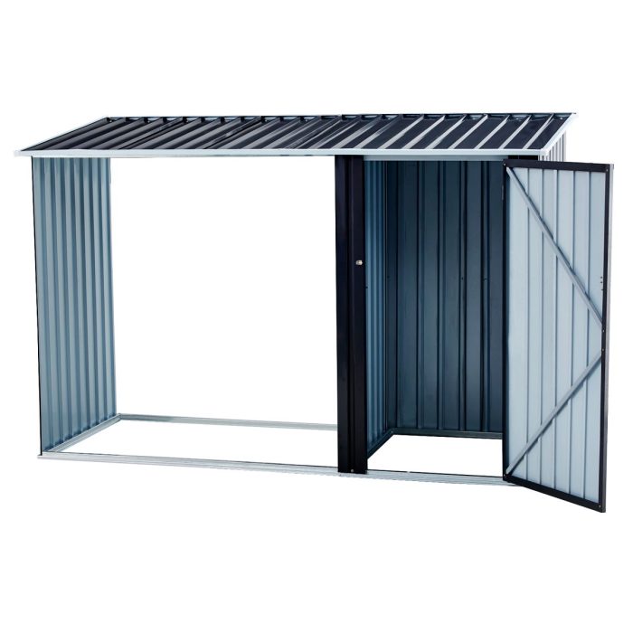 Firewood Storage Shed, Outdoor Firewood Rack, Outdoor Storage Shed With Log Holder, Firewood Shelter For Patio, Anthracite Galvanized Steel - Black - Image 3