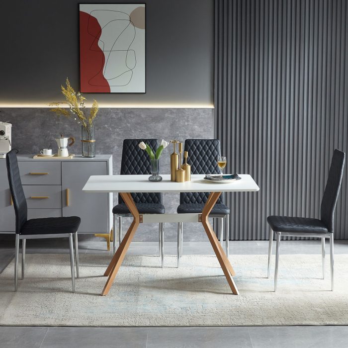 Modern Simple Style Dining Chair Fabric Chrome Metal Pipe Diamond Grid Pattern Restaurant Home Conference Chair - Image 3
