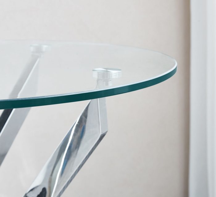 Modern Round Tempered Glass Table With Chrome Legs - Image 9
