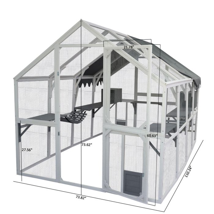 Xpt019 Cat Cage Box Lovely House Cute Pet Play Speace Wooden Big For Backyard Room - White - Image 4