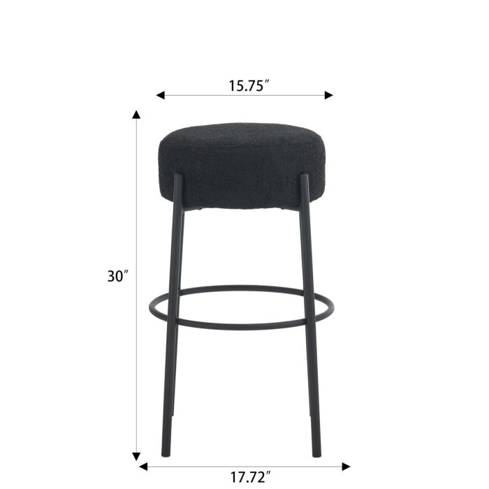 Round High Bar Stools (Set of 2), Contemporary Upholstered Dining Stools For Kitchens, Coffee Shops And Bar Stores - Image 4