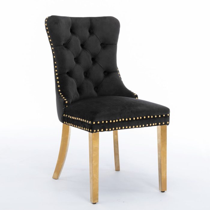 Nikki - Modern, High-End Tufted Solid Wood Contemporary Velvet Upholstered Dining Chair With Golden Stainless Steel Plating Legs, Nailhead Trim (Set of 2) - Image 11