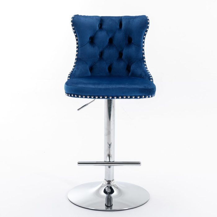 Swivel Velvet Barstools Adjusatble Seat Height From 25-33", Modern Upholstered Chrome Base Bar Stools With Backs Comfortable Tufted For Home Pub And Kitchen Island (Set of 2) - Image 18