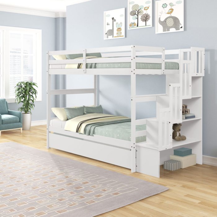 Twin Over Twin Bunk Beds With Twin Trundle And Stairway Storage Function - Image 2