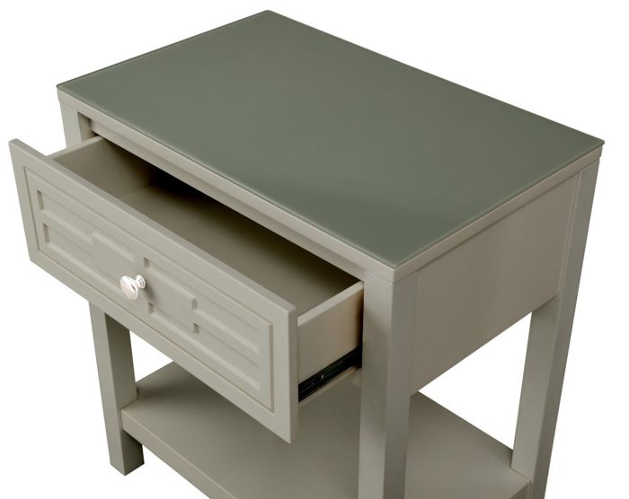 Dylan - Wooden End Side Table Nightstand With Glass Top And Drawer - Image 5