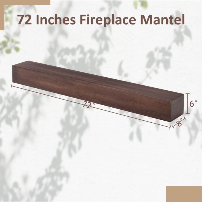 Fireplace Mantel Wooden Wall Mounted Floating Shelf 8" Deep Solid Pine Wood - Image 12
