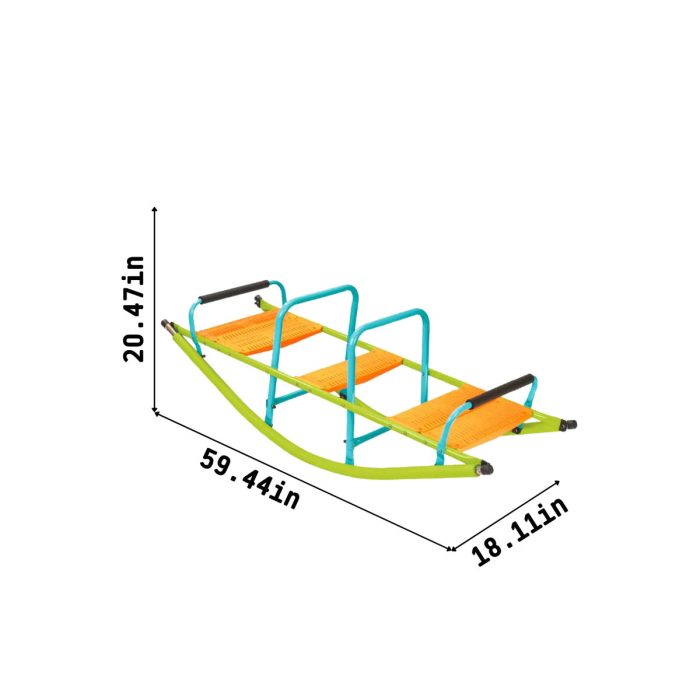 Xss008 High Quality Kids Seesaw Plastic Seat Playground Equipment Cute Baby Plastic Rocker Outdoor Children Steel Tube For Kids Age 3+ - Green / Blue - Image 4