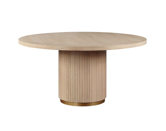 Caspian - 5 Piece Round Dining Table Set With Chairs - Oak - Image 4