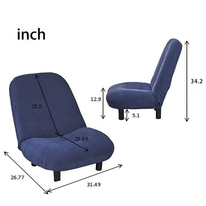 Single Sofa Reclining Japanese Chair Lazy Sofa Tatami Balcony Adjustable Chair - Navy Blue - Image 2