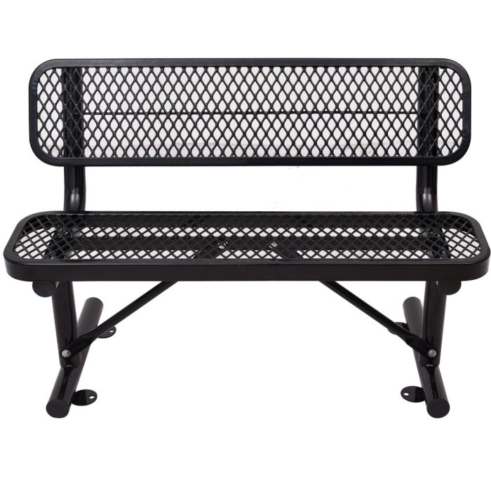 6' Outdoor Steel Bench With Backrest - Image 14