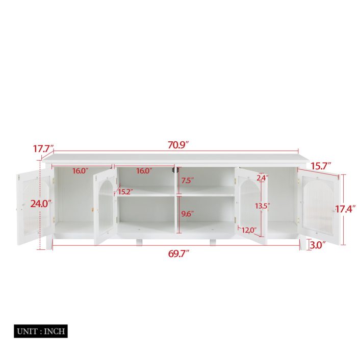 StylishTVcabinet Entertainment CenterTV Stand, TVconsoletable, Media Console, Solidwood Frame, Changhong Glass Door, Metal Handle - Image 9